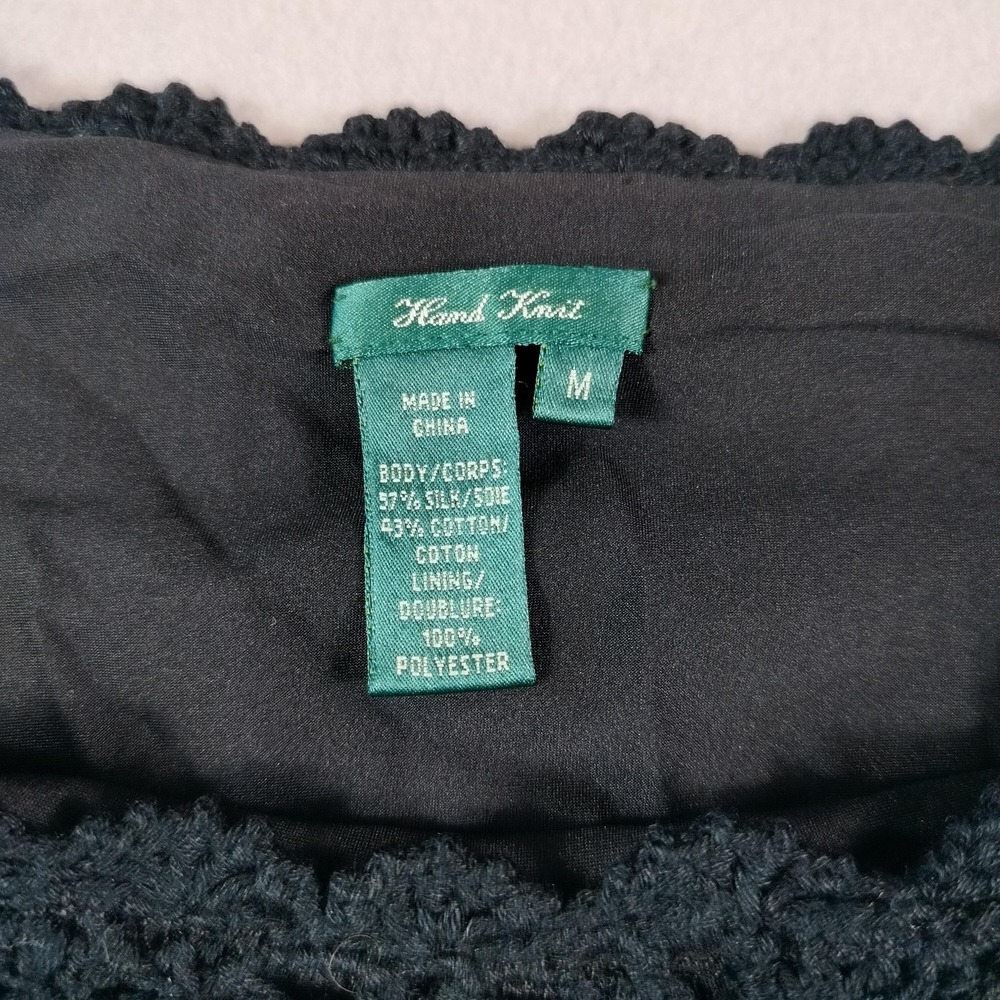 Lauren Ralph‎ Lauren Sweater Womens Medium Crochet Silk Blend Hand Knit Pullover - Picture 5 of 14